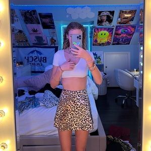 cheetah print silk skirt